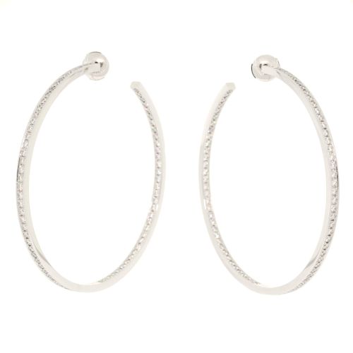 Inside Out Hoop Earrings 18K White Gold with Diamonds Large